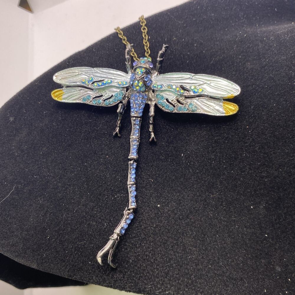 Womens Dragonfly Brooch Necklace Womens Fashion